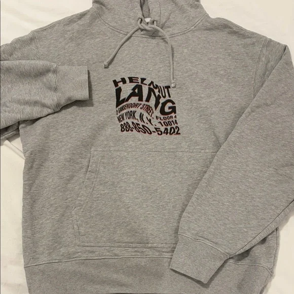 Helmut Lang Gray Graphic Hoodie for Men - Picture 8 of 13